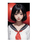 暗いセーラー服の女の子（個別スタンプ：32）