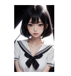 暗いセーラー服の女の子（個別スタンプ：34）