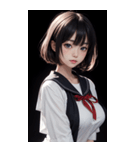 暗いセーラー服の女の子（個別スタンプ：37）