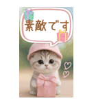 スコティッシュ猫 吹き出し 夏 BIG 敬語（個別スタンプ：11）