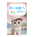 スコティッシュ猫 吹き出し 夏 BIG 敬語（個別スタンプ：20）