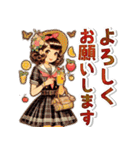 オシャレな夏のレトロモダンガール（個別スタンプ：4）