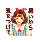 オシャレな夏のレトロモダンガール（個別スタンプ：24）