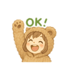 熊の着ぐるみ女の子2人 日本語（個別スタンプ：1）