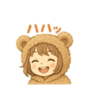 熊の着ぐるみ女の子2人 日本語（個別スタンプ：5）