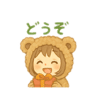 熊の着ぐるみ女の子2人 日本語（個別スタンプ：7）