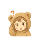 熊の着ぐるみ女の子2人 日本語（個別スタンプ：13）