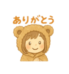 熊の着ぐるみ女の子2人 日本語（個別スタンプ：22）