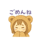 熊の着ぐるみ女の子2人 日本語（個別スタンプ：23）
