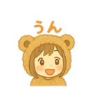 熊の着ぐるみ女の子2人 日本語（個別スタンプ：24）