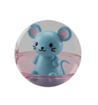 水色のネコリスネズミカプセルトイ（個別スタンプ：14）