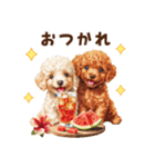 夏を楽しむトイプードル兄弟（個別スタンプ：3）