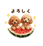 夏を楽しむトイプードル兄弟（個別スタンプ：9）