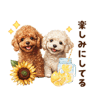 夏を楽しむトイプードル兄弟（個別スタンプ：35）