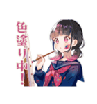 美術部の制服女子高生♡日常（個別スタンプ：5）