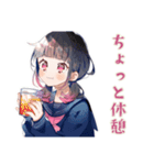 美術部の制服女子高生♡日常（個別スタンプ：21）