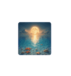 癒しの海.満月.波打ち際.舟.Healing sea（個別スタンプ：2）