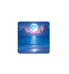 癒しの海.満月.波打ち際.舟.Healing sea（個別スタンプ：3）
