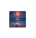 癒しの海.満月.波打ち際.舟.Healing sea（個別スタンプ：4）