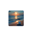 癒しの海.満月.波打ち際.舟.Healing sea（個別スタンプ：5）