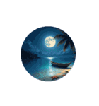 癒しの海.満月.波打ち際.舟.Healing sea（個別スタンプ：7）