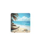 癒しの海.満月.波打ち際.舟.Healing sea（個別スタンプ：8）