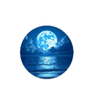 癒しの海.満月.波打ち際.舟.Healing sea（個別スタンプ：10）