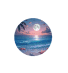 癒しの海.満月.波打ち際.舟.Healing sea（個別スタンプ：11）