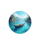 癒しの海.満月.波打ち際.舟.Healing sea（個別スタンプ：12）