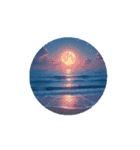 癒しの海.満月.波打ち際.舟.Healing sea（個別スタンプ：16）