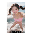 サマービーチ セクシーツインテールガール（個別スタンプ：24）
