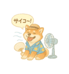 夏の柴犬スタンプ♪ふんわり水彩風（個別スタンプ：3）