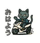 スクーターに乗る猫の日常会話（個別スタンプ：1）