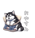 溺愛するマラミュート日常(白文字)（個別スタンプ：2）