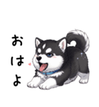 溺愛するマラミュート日常(黒文字)（個別スタンプ：1）