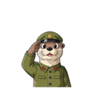 【敬礼カワウソ 2】（個別スタンプ：9）