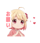 黄色×楽しいピンク着物の女の子スタンプ（個別スタンプ：30）