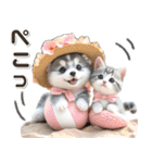 夏 猛暑 酷暑♡シベリアンハスキーとネコ（個別スタンプ：8）