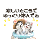 夏 猛暑 酷暑♡シベリアンハスキーとネコ（個別スタンプ：11）