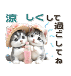 夏 猛暑 酷暑♡シベリアンハスキーとネコ（個別スタンプ：19）