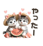 夏 猛暑 酷暑♡シベリアンハスキーとネコ（個別スタンプ：22）