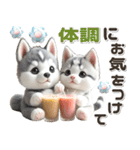 夏 猛暑 酷暑♡シベリアンハスキーとネコ（個別スタンプ：29）