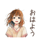 ふつうの女の子の毎日挨拶（個別スタンプ：4）