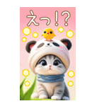 パンダ帽が可愛い猫 ずっと使えるBIG 敬語（個別スタンプ：17）