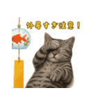 ぬいぐるみサバトラ猫のサマースタンプ（個別スタンプ：34）