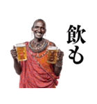飲みに誘うマサイ族【酒・ビール・酒クズ】（個別スタンプ：8）