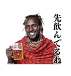 飲みに誘うマサイ族【酒・ビール・酒クズ】（個別スタンプ：24）