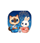夏祭りポニャン＆ぽしゅ♡ゆるかわスタンプ（個別スタンプ：5）