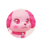 黄色ピンクわんわんプレミアムカプセルトイ（個別スタンプ：16）