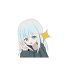 動くパーカーの女の子(銀髪)（個別スタンプ：5）